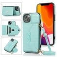 thumbnail image 1 of For Iphone 14 Cross-Body Card Bag Phone Case (Green),iPhone 15, 1 of 7