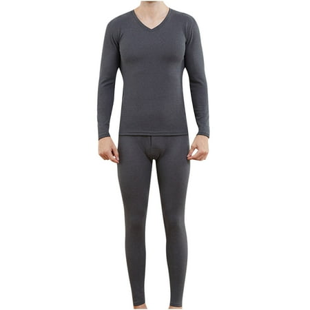 

Dadaria Thermal Underwear for Men Men Casual Solid Pullover Long Sleeves High Elasticity Keep Warml Underwear Tops And Pants Suit Dark Gray XXXL Men