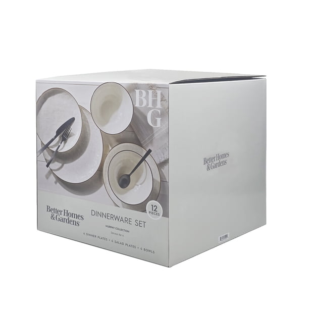 Better Homes & Gardens Stoneware Cream Murphy 12PC Dinnerware Set