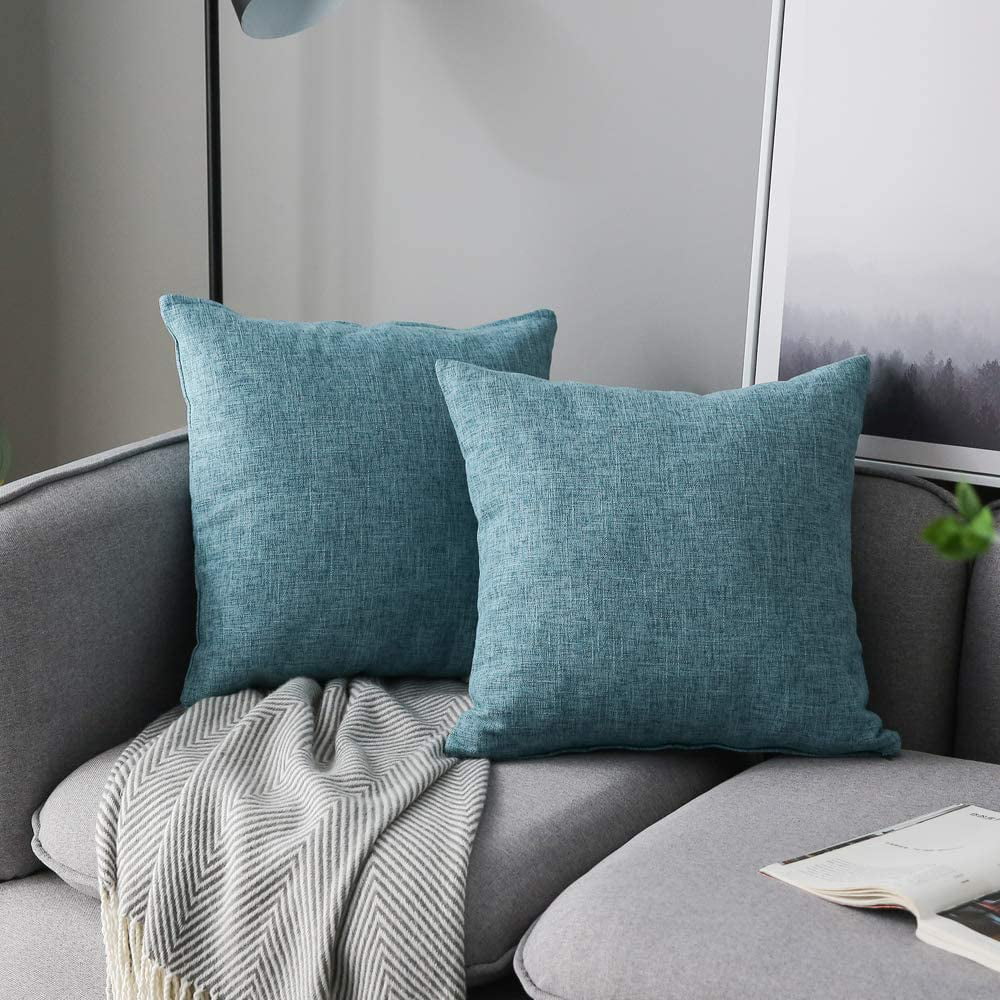 Blue Cosmo Linen Decorative Throw Pillow Cover Cushion Cover 12x20" 