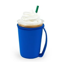 GoCuff Reusable Iced Coffee Insulator Sleeve Neoprene Holder - Solid Blue - Small