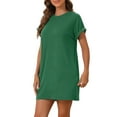 thumbnail image 4 of INSPIRE CHIC Women's Nightgown Sleep Dress Short Sleeve Crew Neck Soft Night Dress with Pockets M Green, 4 of 5