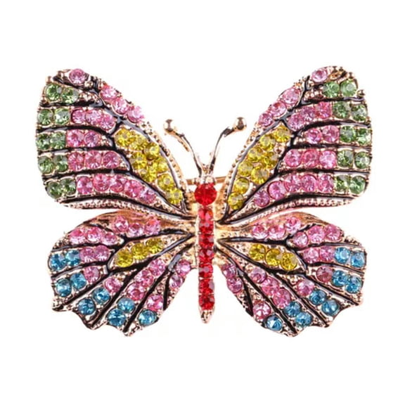 HOOUN Rhinestone Butterfly Brooch Pin Gold Women Dress Wedding Bridal Brooch PiN-ca_-D