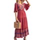 thumbnail image 2 of Txlixc - Vestido informal para mujer, diseño bohemio, manga corta, cuello en V, verano, playa, vacaciones, vestido elegante Txlixc  Casual, 2 of 5