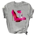 thumbnail image 3 of ICHUANYI Clearance Women's Fashion Floral Graphic Print Short Sleeve T-Shirt Casual Blouse(Gray, XXL) ICHUANYI WER2023081506014, 3 of 4