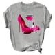 thumbnail image 3 of ICHUANYI Clearance Women's Fashion Floral Graphic Print Short Sleeve T-Shirt Casual Blouse(Gray, L) ICHUANYI WER2023081506013, 3 of 4