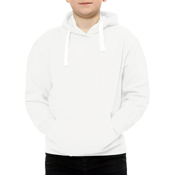 Boys Hoodie Kids White Hooded Long Sleeve Casual Basic Pullover Sweatshirt Hoodie Warm Fall Winter Clothes Girl Clothes 11-12 Years Boys Girls Fashion