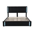 thumbnail image 4 of Platform Bed with LED Lights and USB Charging, Storage Bed with 4 Drawers, Black My Lux Decor Round, 4 of 8