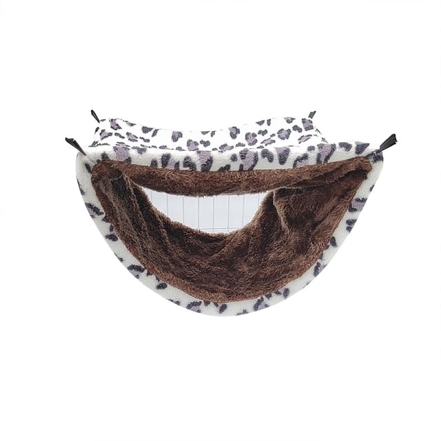 Methold Hamaca colgante para hámster colgante cálido de doble capa sándwich hámster ardilla hamaca para animales pequeños Aseo de mascotas leopardo gris Methold PT001371-02