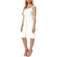 thumbnail image 4 of Vestidos de mezclilla para mujer edición INSPIRE CHIC, con botones, sin mangas, escote corazón, midi, color crema blanco, talla L, 4 of 6