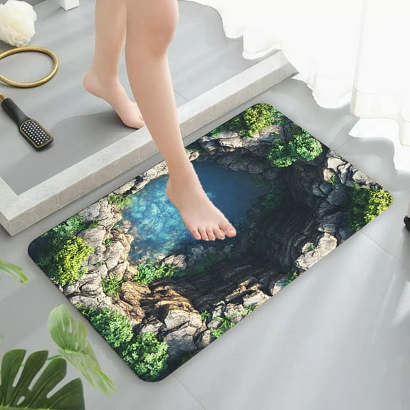 Vfedsrsge Non-Slip Polyester Entrance Door Mat, 20x32 Inch Multicolor Floral Kitchen Mat, Dirt Trapping Family-Friendly for Indoor/Outdoor Use