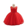thumbnail image 2 of LYMAYTER Toddler Kids Girls Sleeveless Princess Dresses Flower Tutu Holiday Dress Tulle Pageant Princess Party Holiday Ball Gown 1-7T, 2 of 11