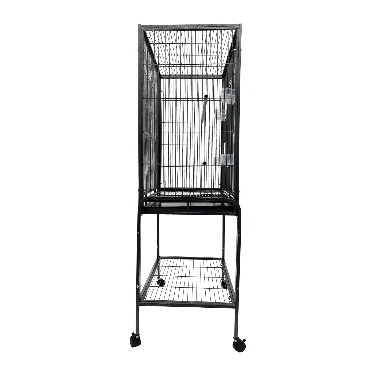 INTBUYING Parrot Cage Medium Bird Cage Breeding Cage with 4 Feeders Iron Black