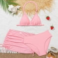 thumbnail image 2 of TOWED22 Girls Swimsuit Bathing Suits Bikini Set 3 Piece Girls' Swimwear Bathing Suit with Cover Up Skirt 7-16T(Pink,4-5 Y), 2 of 6
