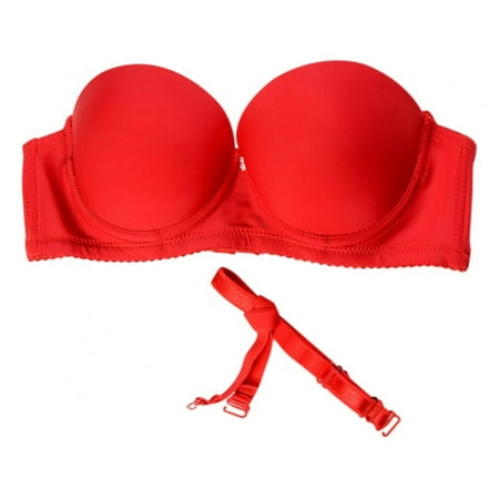 

Xmarks Women s Seamless Invisible Underwire Minimizer Strapless Bra Red 70(32)AB