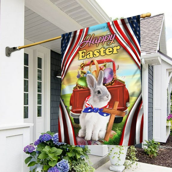 Easter Flag Happy Easter Bunny US Bandana DDH3278F - House Flag (29.5" x 39.5")