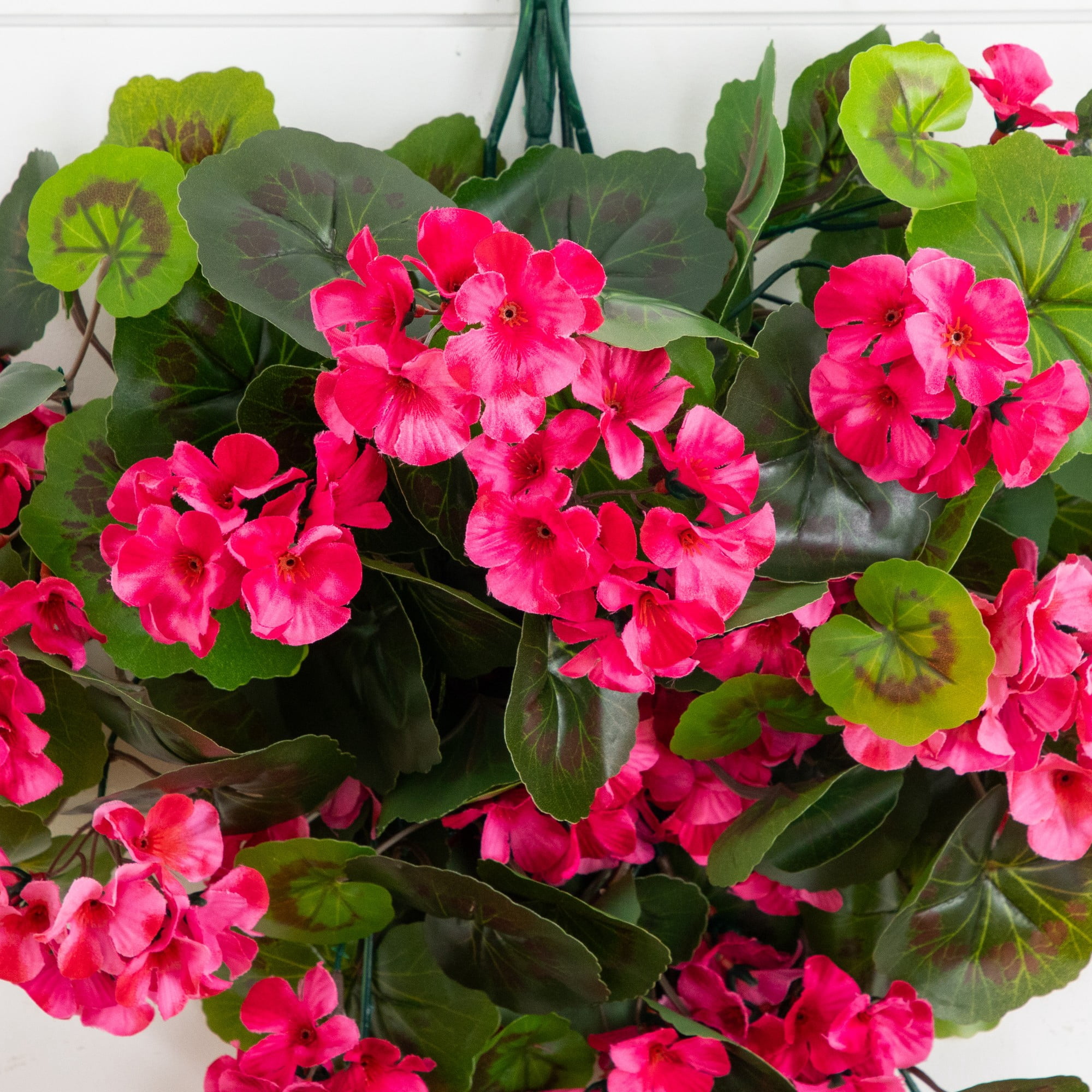 Nearly Natural UV Resistant Artificial Geranium Outdoor Hanging Plant - 29" - Set of 2 - Pink