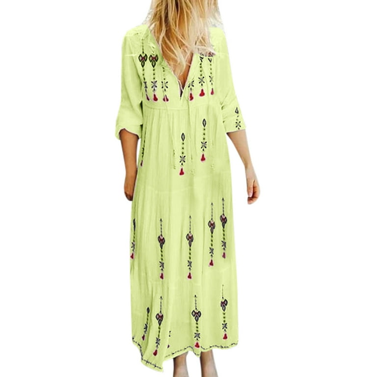 Vestido maxi bohemio con una vibra libre. Acepta el estilo boho-chic con este impresionante vestido.