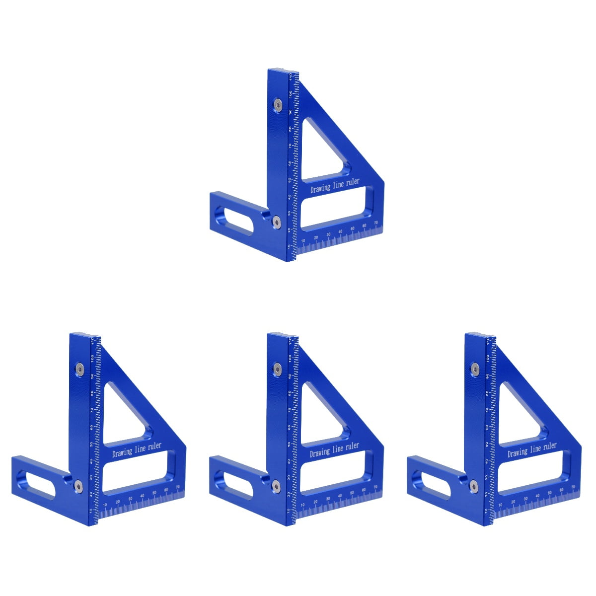 4-Piece Multi-Angle Measuring Ruler Set with Straight Edge and Carpentry Triangle for Precise Woodworking