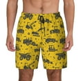 thumbnail image 2 of Picia Vintage Excavator pattern Mens Swim Trunks with Compression Liner Stretch Beach Shorts Quick Dry with Zipper Pockets No-Chafing Board Shorts-, 2 of 9
