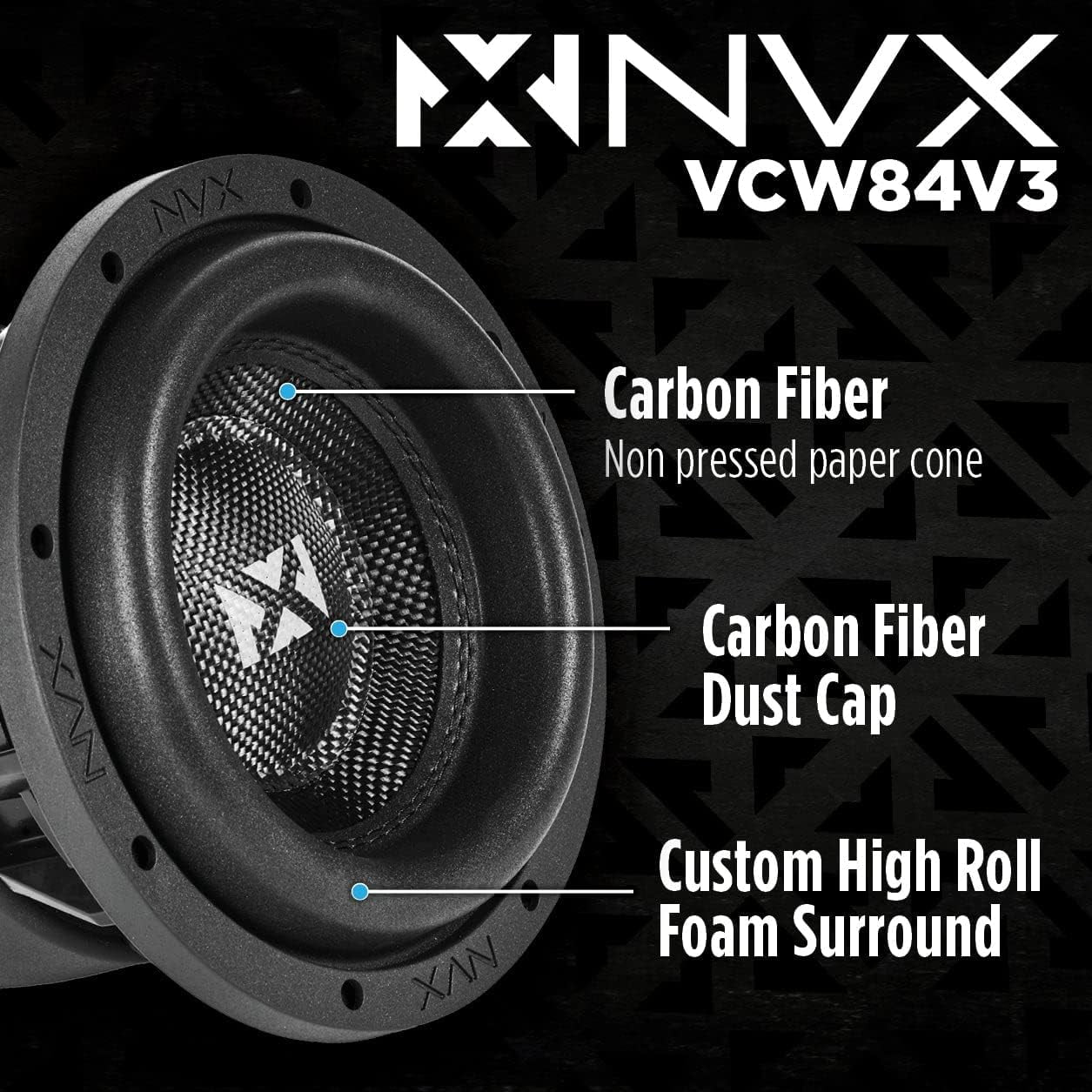 NVX VCW84v3 8-Inch Car Subwoofer (1300W Peak/650W Kenya Ubuy