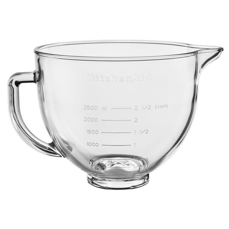 KitchenAid 5-Quart Tilt-Head Glass Bowl with Measurement Markings and Lid  in Clear