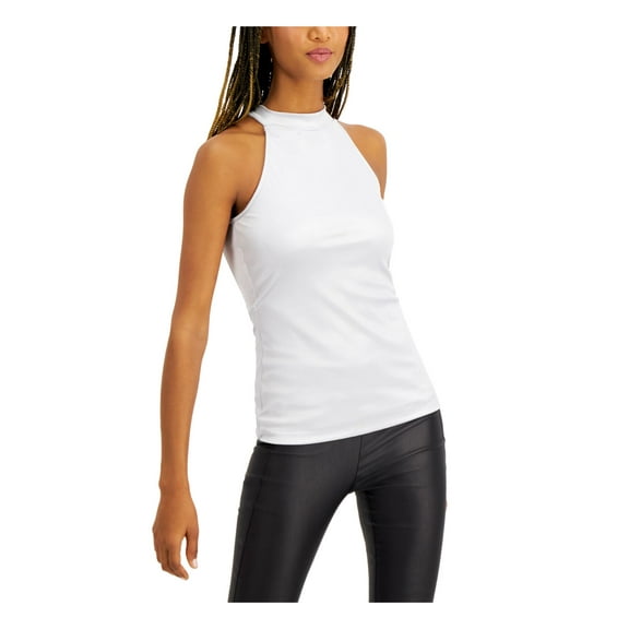 I.N.C Womens Shine Halter Top Shirt, Grey, Medium