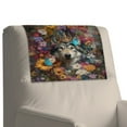 thumbnail image 4 of SCRAWLGOD Wolf Sunflower Floral Butterfly Print 1 Pieces Recliner Headrest Protector,Non Slip Waterproof Headrest Cover, PU Leather Recliner Head Rest Cover for Sofa 17x27 in, 4 of 7