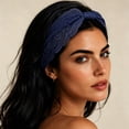 thumbnail image 4 of Womens Vintage Lace Headband - Wide Elastic Boho Turban with Bow Knot & Floral Hollow - Stretchy Non-Slip Scarf for Daily Wear Navy, 4 of 4