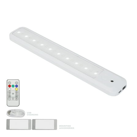 Great Value Rechargeable 12-inch LED Under Cabinet Light, Color Changing, 100-Lumens, Remote Included