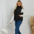 thumbnail image 4 of SWSMCLT Women's Puffer Vest Puffy Fall Quilted Sleeveless Jacket Insulated Casual Pocket Full Zip Winter Slash Pocket Tank Top Black Large, 4 of 5