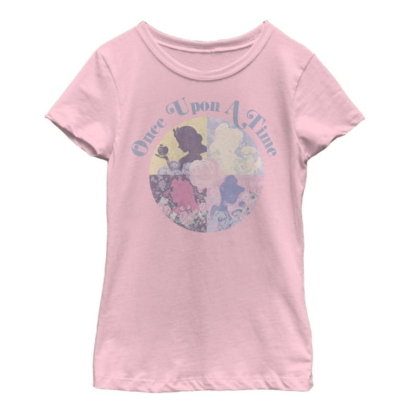Girl's Disney Princesses Once Upon a Time Profile  Graphic Tee Light Pink Small
