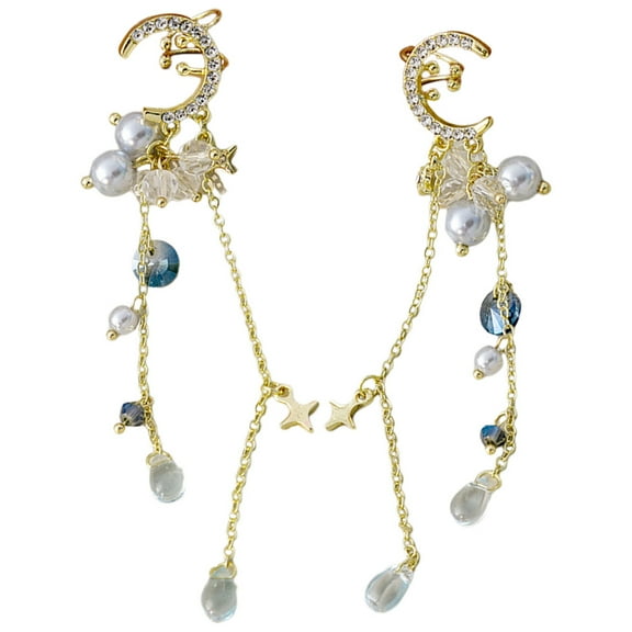 MLINS  Star Earrings Dangle Moon Clip Attention Date Miss