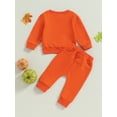 thumbnail image 4 of Bagilaanoe 2Pcs Toddler Baby Boy Girls Halloween Outfits Pumpkin Print Long Sleeve Sweatshirt Tops + Sweatpants 6M 12M 18M 24M 3T 4T Kids Long Pants Set, 4 of 9