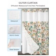 thumbnail image 4 of No Hook Shower Curtain with Snap-in Liner, Teal Orange Eucalyptus Waterproof Fabric Bathroom Curtains, Spring Botanical Leaves Bath Curtains & Mesh Top Window Stall 48"x72", 4 of 9