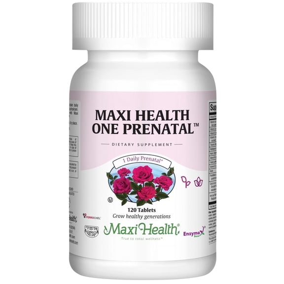 Maxi Health One Prenatal - Womens Prenatal Vitamins with Iron - Enhanced Absorption & Bioavailability - Daily Multivitamin for Women - Multi Vitamin & Mineral Supplement for Adults - 120 Tablets