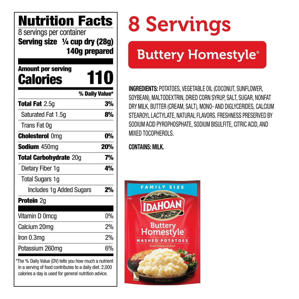 Pack of 4 Idahoan Buttery Homestyle Mashed Potatoes Family Size, 8 oz (packaging may vary)