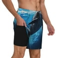 thumbnail image 2 of Balery Ice Blue Ocean Cute Dolphin Bañador para hombre, shorts de playa de secado rápido con entrepierna y forro de compresión-Large, 2 of 6