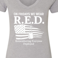 thumbnail image 4 of Inktastic On Fridays We Wear R.e.d. Military Support Women's V-Neck T-Shirt, 4 of 5