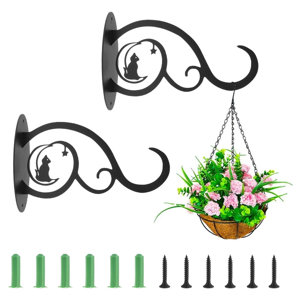 Eummy Metal Hanging Basket Brackets Outdoor Garden Wall Mounted Plant