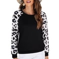 thumbnail image 1 of Camisa informal de otoño para mujer, cuello redondo, estampado, manga larga, diseño de costura, jersey para mujer, sudadera, Top blanco S, 1 of 8