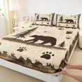 thumbnail image 3 of Homewish Woodland Animal Bear Twin Sheet Sets,Kawaii Bear Paws Twin Fitted Sheet,Brown Beige Flat Sheet For Kids,Microfiber Bedroom Decor,3-Piece, 3 of 7