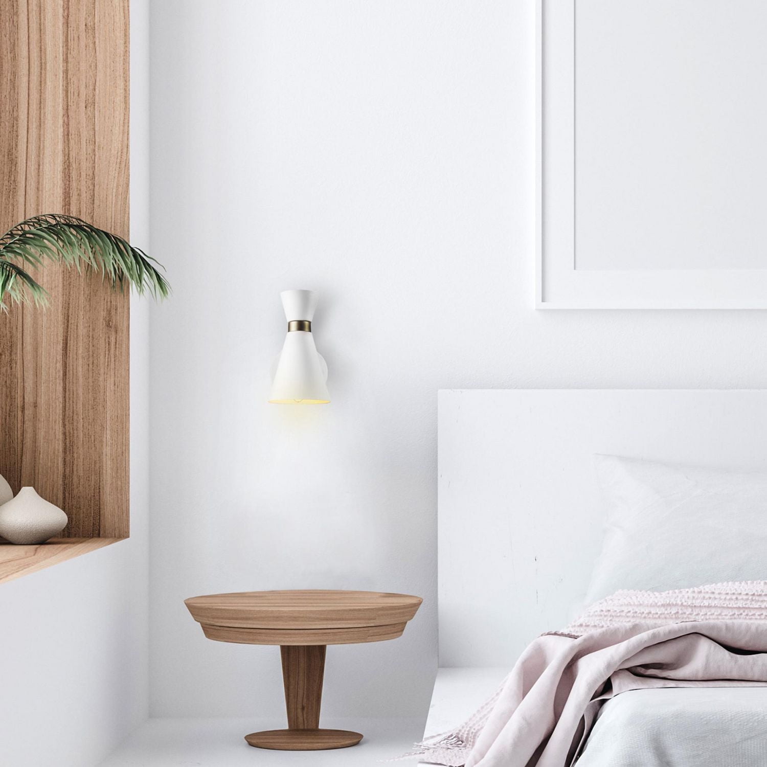 1-Light White Wall Sconce with Matte Brass Accents, 91004414