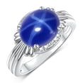 thumbnail image 1 of RYLOS Bagues pour Femmes Bague en or Blanc 14K Pierre Précieuse 12X10MM et Diamants Superbe Bague pour Doigt du Milieu Ou Index Saphir Étoilé Bleu Bijoux Taille 11, 1 of 7