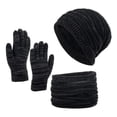 thumbnail image 2 of Fashion Winter Set Ribbed Knit Beanie Scarf Gloves Unisex Style for School Office Travel Scarf a Hat Gloves, 2 of 5