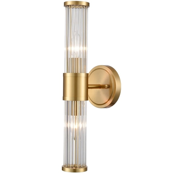 Moose Modern 2-Light Gold Dimmable LED Wall Sconce with Clear Glass Shades