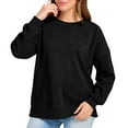 thumbnail image 5 of Sweatshirts for Womens Loose Crewneck Long Sleeve Shirts Fall Casual Outfits Top Solid Color Blouses Pullover 2025 Trendy Fashion Clothings, 5 of 9