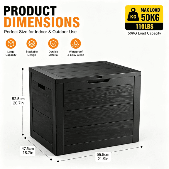 35 Gallon Large Outdoor Resin Storage Box with Lockable Lid - Heavy-Duty Deck Box for Patio Furniture Cushions