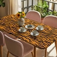 thumbnail image 3 of Yellow Black Table Cloths for 4 Foot Rectangle Tables, Modern Abstract Art Stripes Patio Waterproof Elastic Fitted Tablecloths, Washable Rectangular Table Cover for Camping, 3 of 8