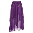 thumbnail image 3 of Kaerm Women's Bell Dance Chiffon Skirt with Coin Tribal Folk Dance Swing Dress Belly Dancewear Purple One Size, 3 of 7